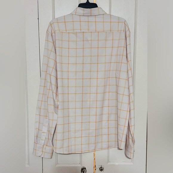14TH & Union Plaid Shirt Trim Fit White Yellow Orange Button Up - Picture 3 of 4